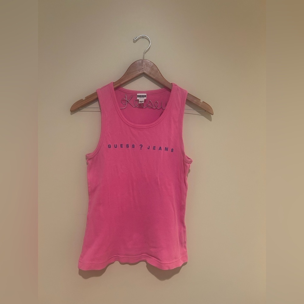 Y2K GUESS Fuchsia Tank Top with Logo Size M/L